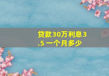 贷款30万利息3.5 一个月多少